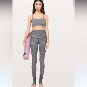 Lululemon RARE Still Mind Stirrup Pant Tight *28" Interlink Ice Grey Black 6